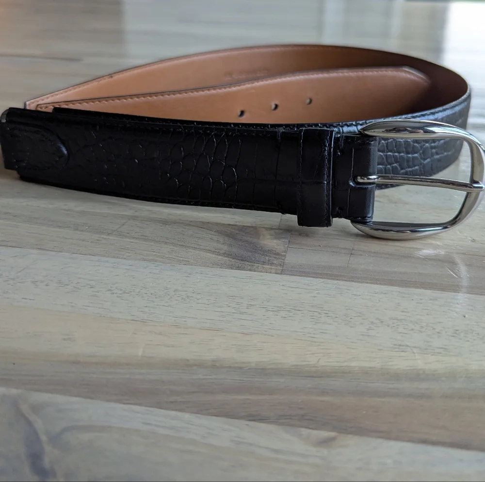 LAUREN Ralph‎ Lauren Leather Croc Embossed Women's Belt (Size XL)